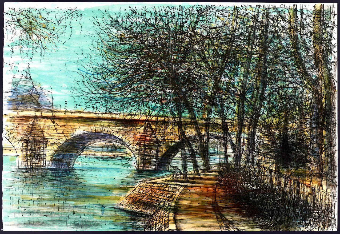 Jean Carzou, Le Pont-Neuf, Au Temps De Paris Seine, Lithograph