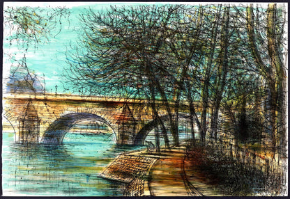 Jean Carzou, Le Pont-Neuf, Au Temps De Paris Seine, Lithograph