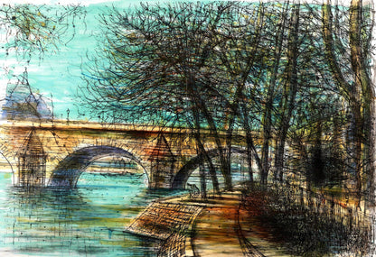 Jean Carzou, Le Pont-Neuf, Au Temps De Paris Seine, Lithograph