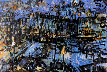 Jean Yves Commre, Place Pigalle La Nuit, Panorama De Paris, Au Temps De Paris Seine, Lithograph