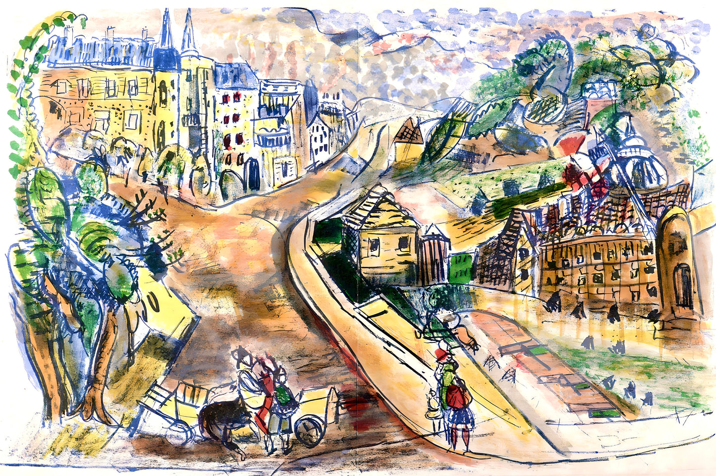 Michel Kikone, Les Invalides, Au Temps De Paris Seine, Lithograph