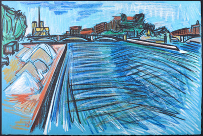 Isis Kischka, Pont Des Arts, Au Temps De Paris Seine, Lithograph