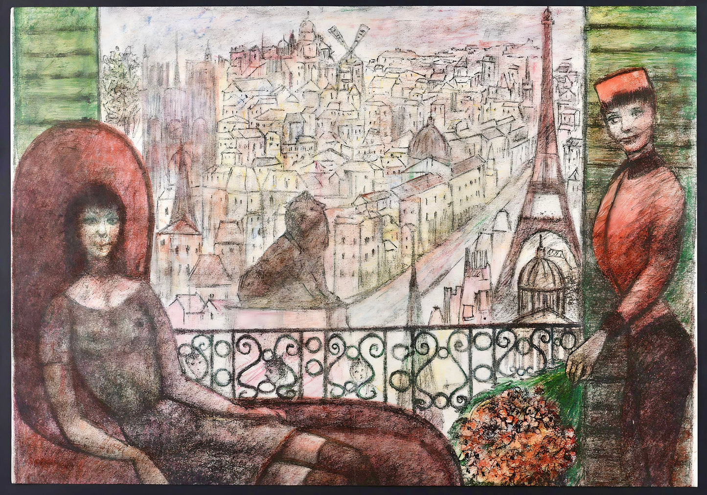 Edouard Goerg, Du Balcon, Au Temps De Paris Seine, Lithograph