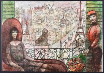 Edouard Goerg, Du Balcon, Au Temps De Paris Seine, Lithograph