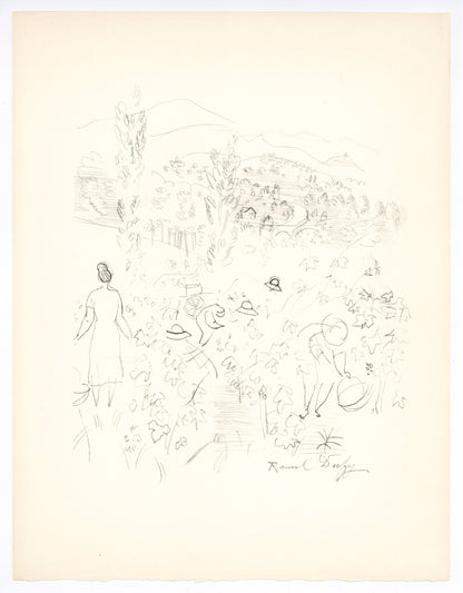 Raoul Dufy, Coteaux En Septembre, Vins, Fleurs Et Flammes, Lithograph
