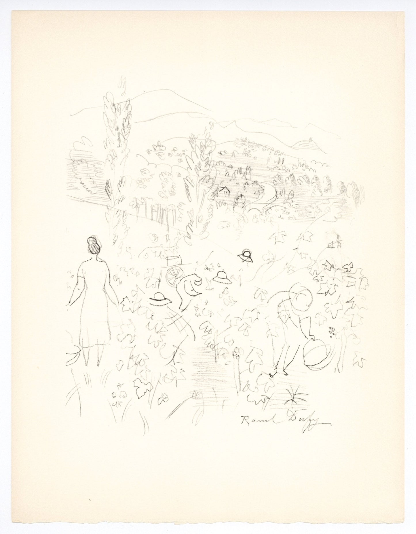 Raoul Dufy, Coteaux En Septembre, Vins, Fleurs Et Flammes, Lithograph