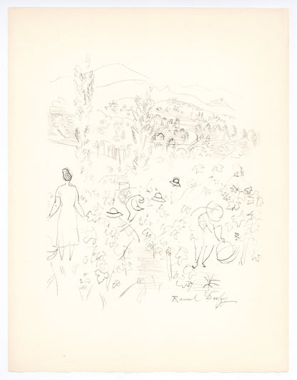 Raoul Dufy, Coteaux En Septembre, Vins, Fleurs Et Flammes, Lithograph