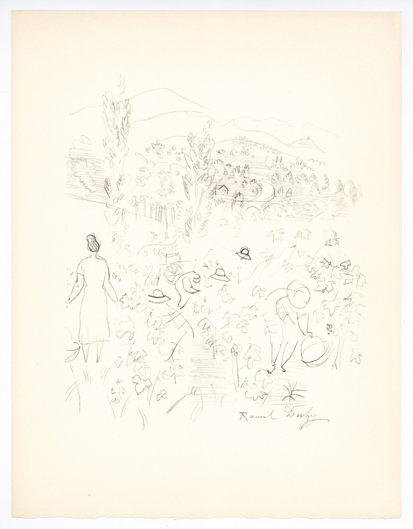 Raoul Dufy, Coteaux En Septembre, Vins, Fleurs Et Flammes, Lithograph