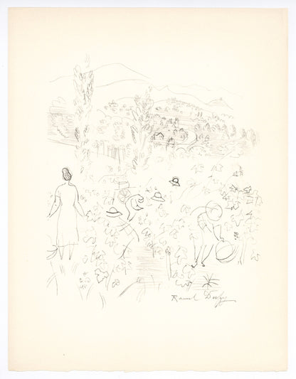 Raoul Dufy, Coteaux En Septembre, Vins, Fleurs Et Flammes, Lithograph