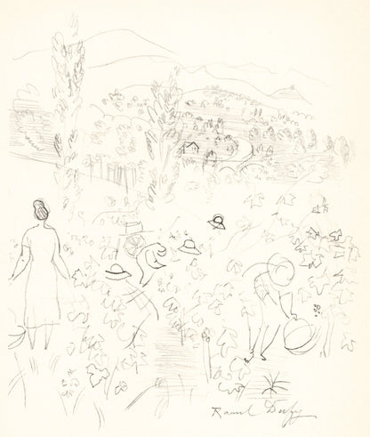 Raoul Dufy, Coteaux En Septembre, Vins, Fleurs Et Flammes, Lithograph