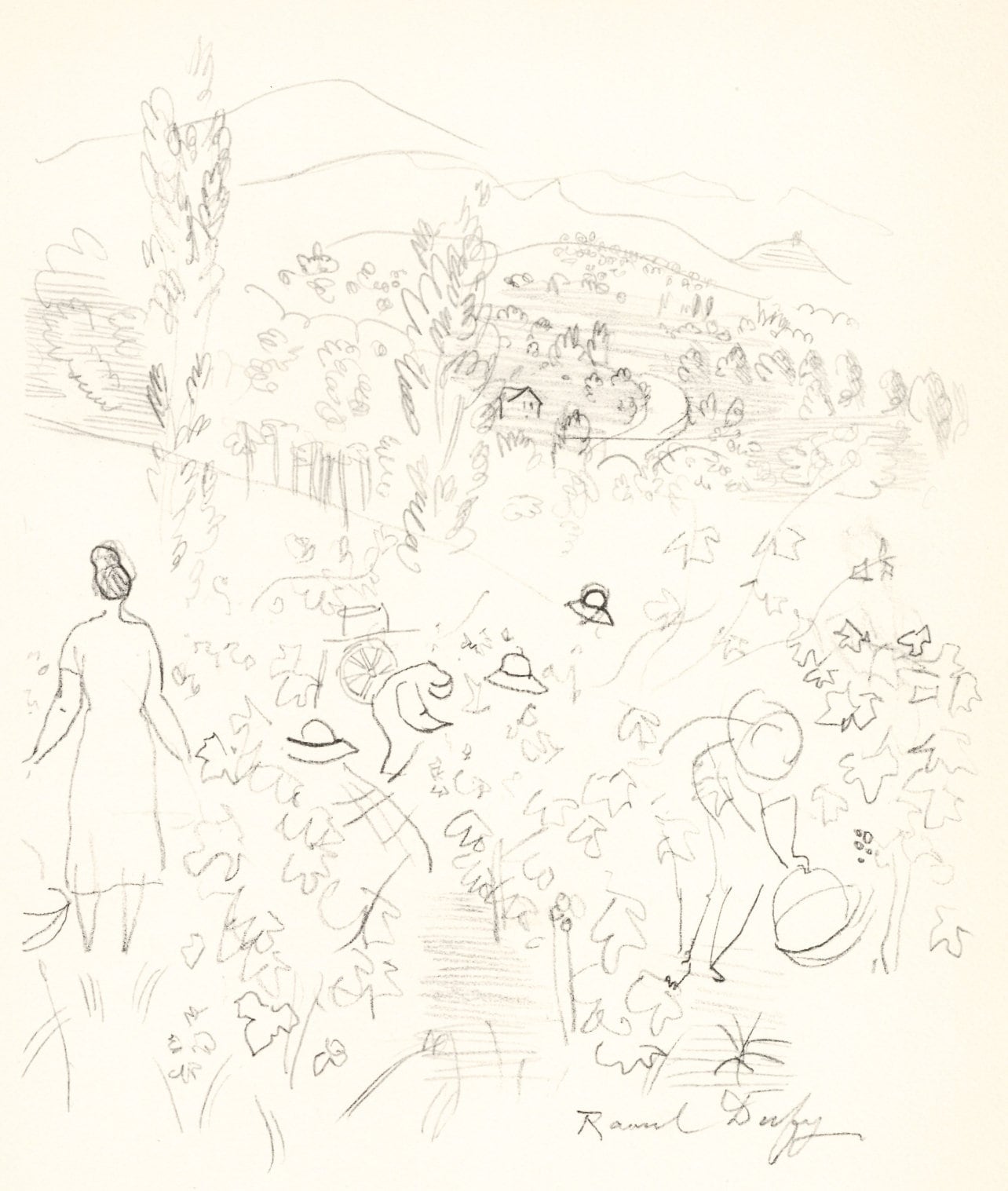 Raoul Dufy, Coteaux En Septembre, Vins, Fleurs Et Flammes, Lithograph