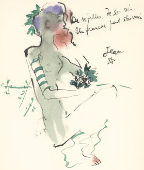 Jean Cocteau, Bacchante Assise, Vins, Fleurs Et Flammes, Lithograph