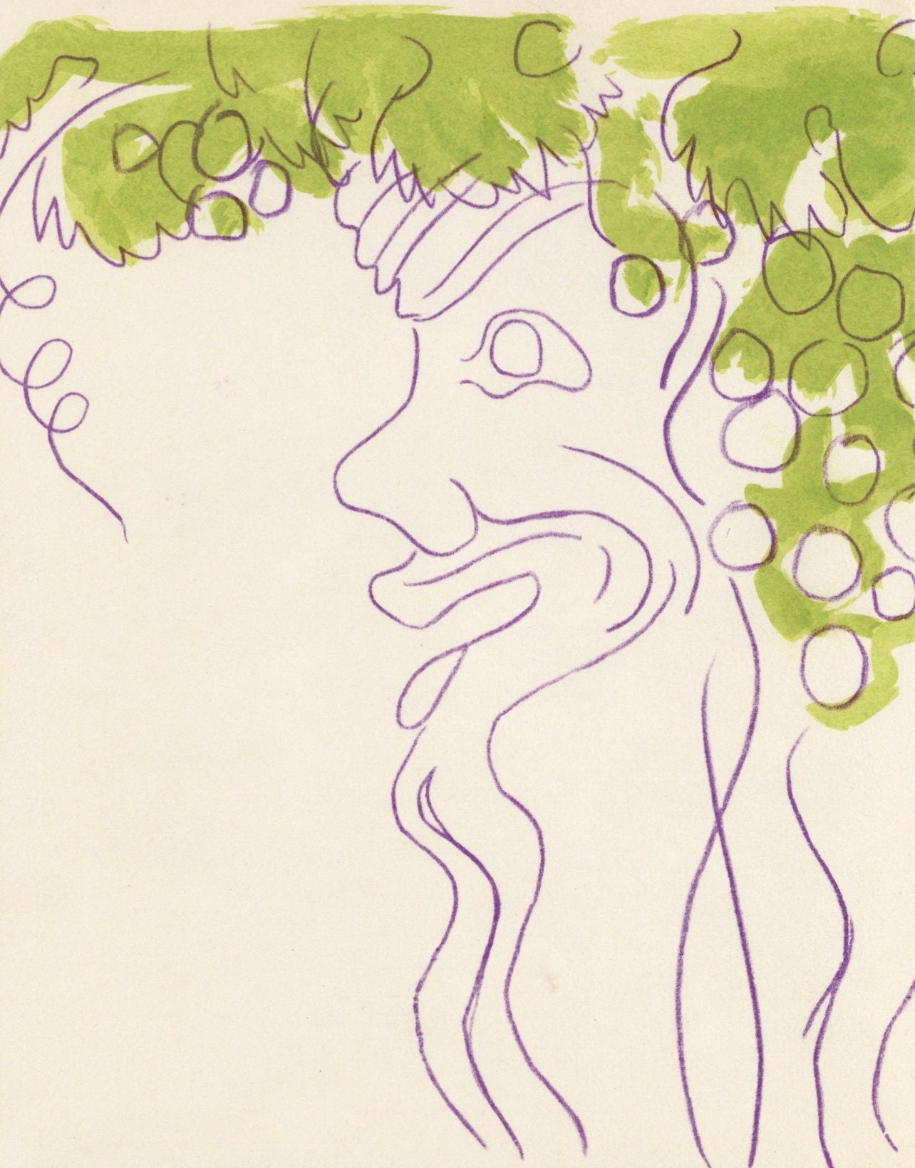 Jean Cocteau, Bacchante Assise, Vins, Fleurs Et Flammes, Lithograph