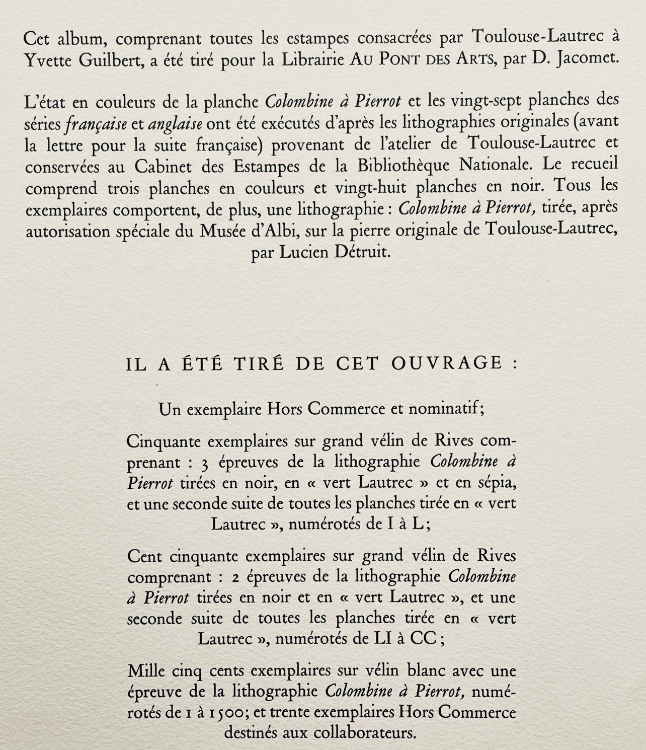 Henri De Toulouse-Lautrec, Composition, Yvette Guilbert Vue Par Toulouse-Lautrec, Lithograph