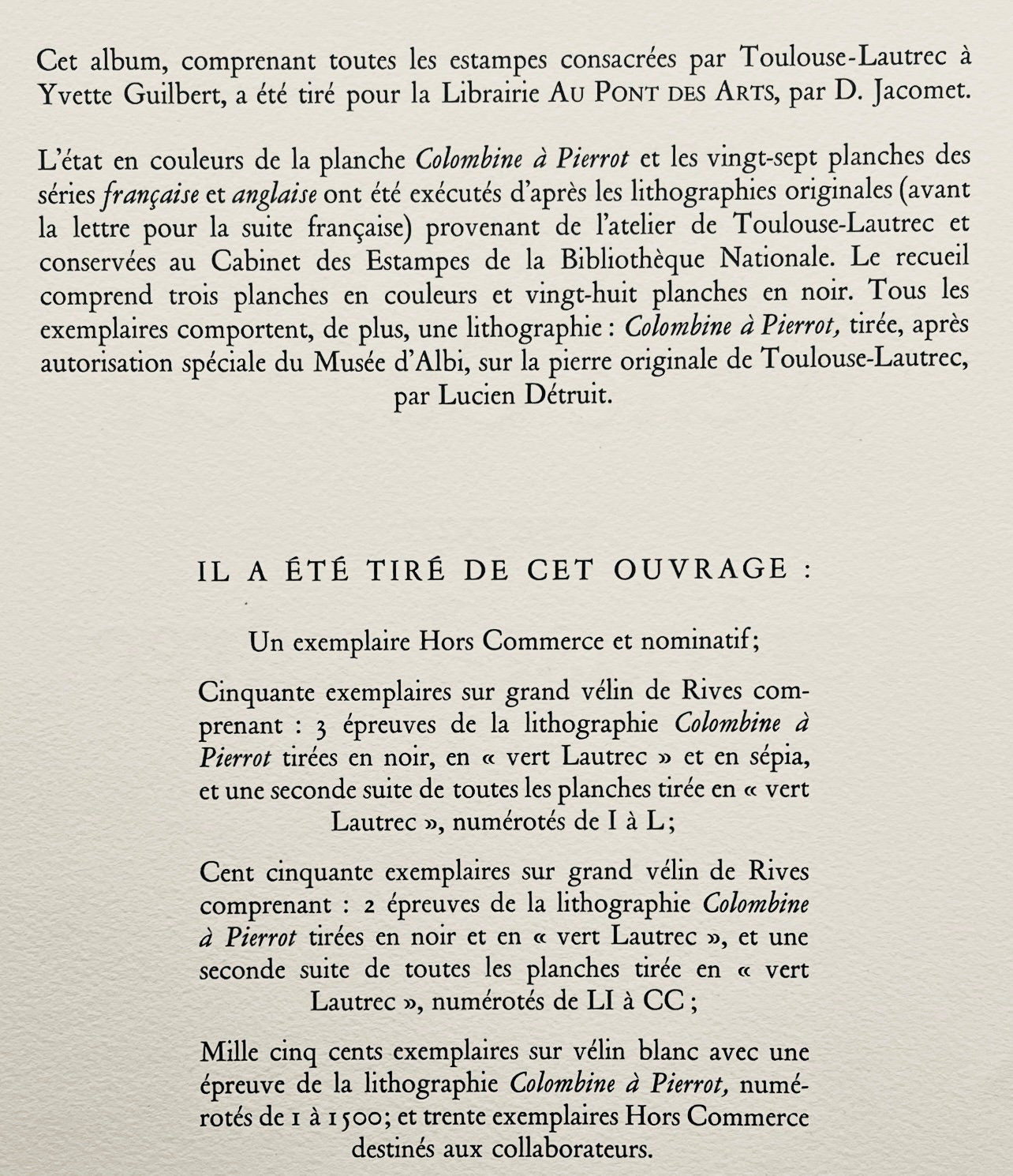 Henri De Toulouse-Lautrec, Composition, Yvette Guilbert Vue Par Toulouse-Lautrec, Lithograph