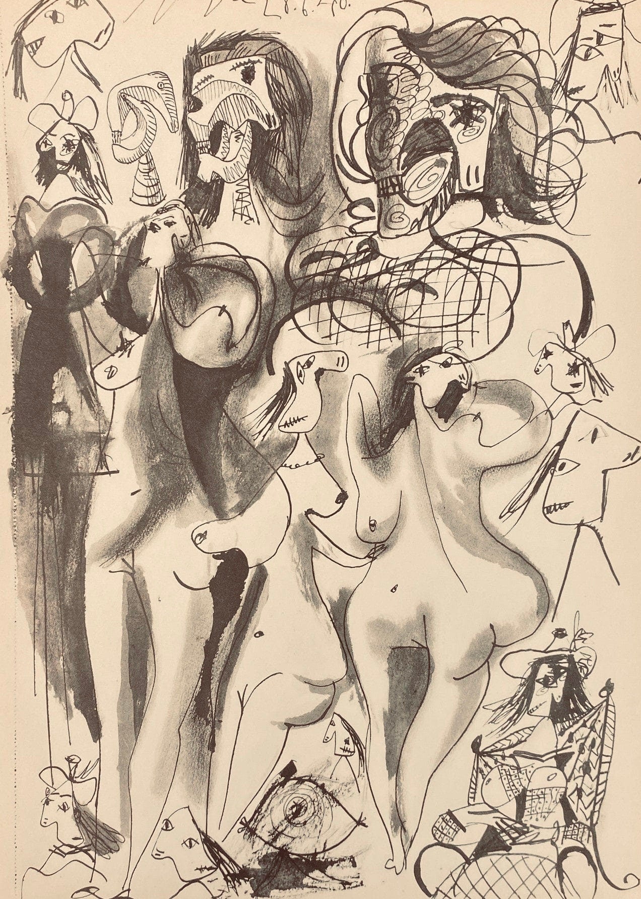 Pablo Picasso, Composition, Carnet De Dessins De Picasso, Cahiers Dart, Lithograph
