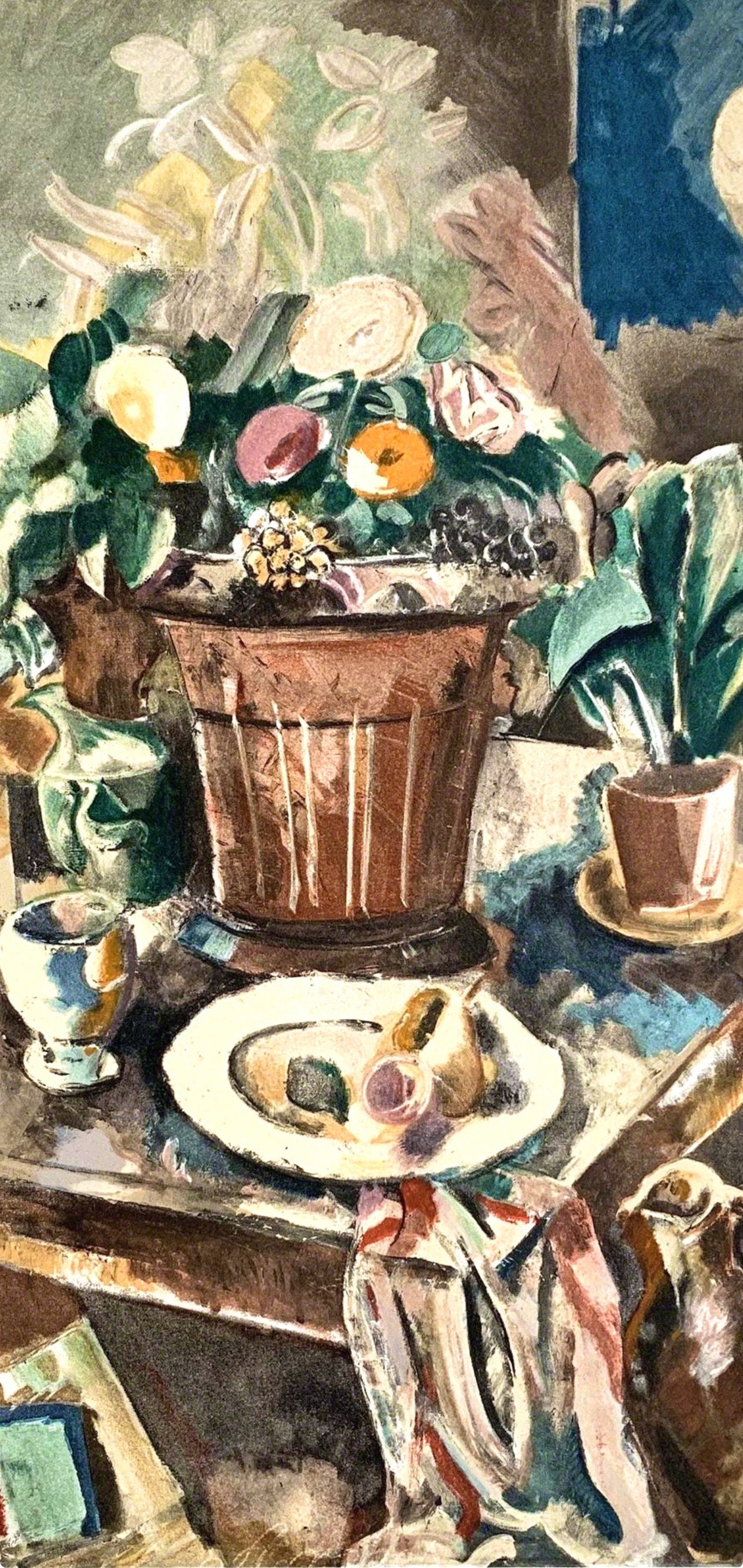 Charles Dufresne, Nature Morte Au Pot De Fleurs, Collection Pierre Lvy, Lithograph