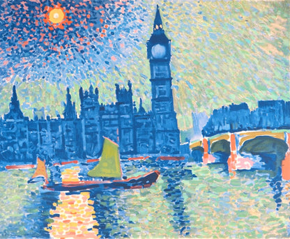 Andr Derain, Londres, La Tamise Et Big Ben, Fauves, Collection Pierre Lvy, Lithograph