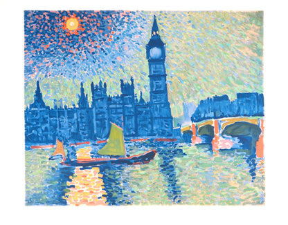 Andr Derain, Londres, La Tamise Et Big Ben, Fauves, Collection Pierre Lvy, Lithograph