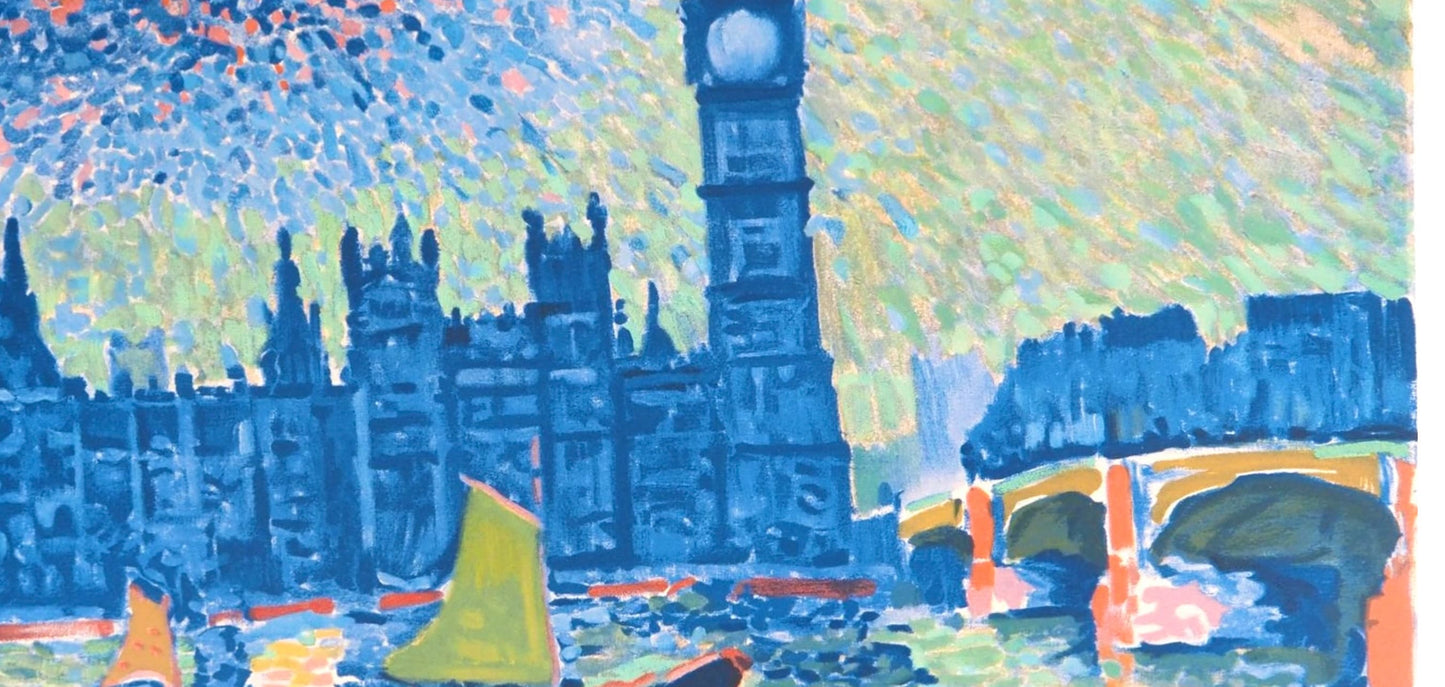 Andr Derain, Londres, La Tamise Et Big Ben, Fauves, Collection Pierre Lvy, Lithograph