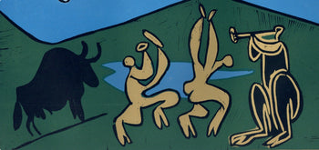 Pablo Picasso, Bacchanal With A Black Bull (Orozco 214), Grabados Al Linleo, Linocut