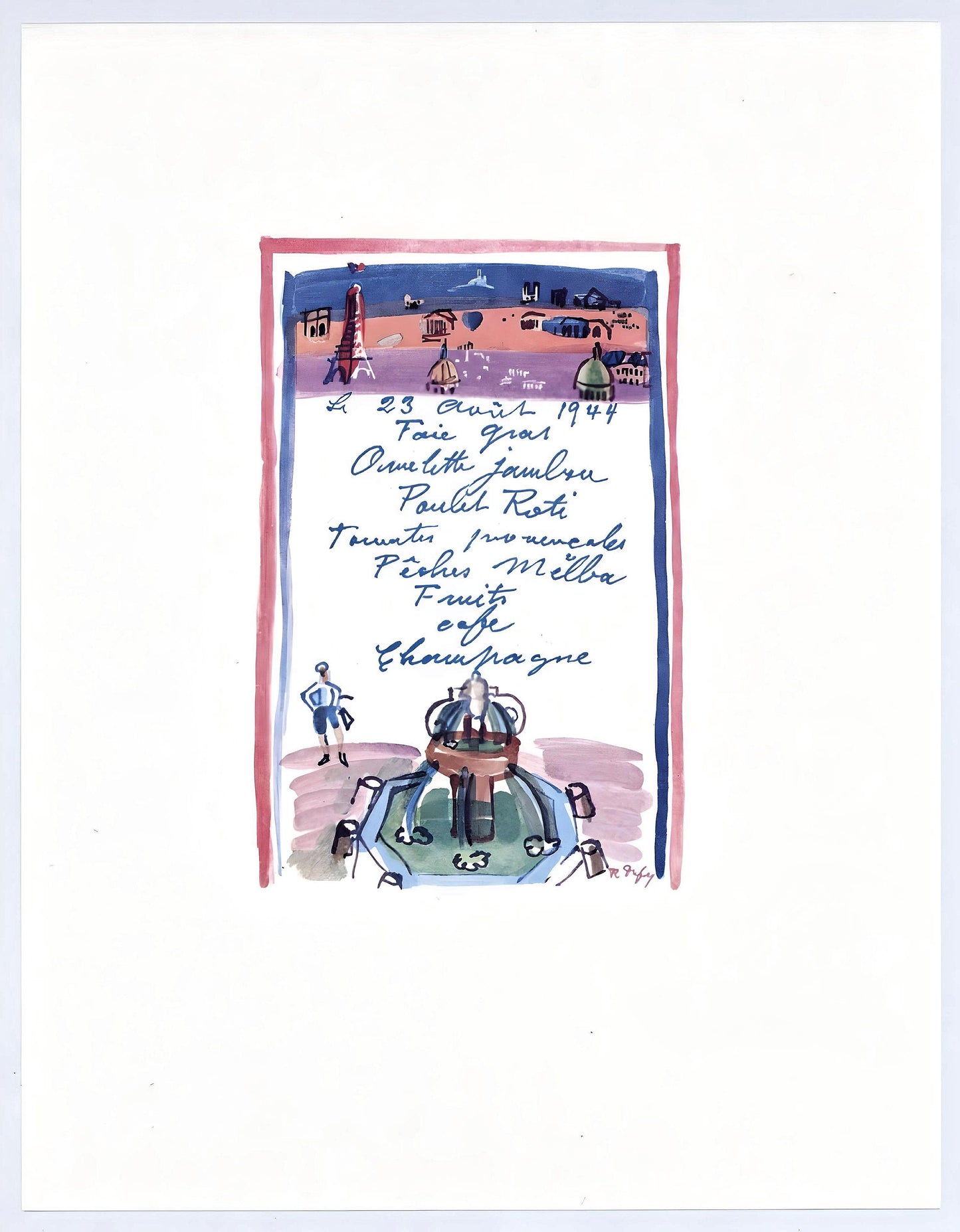 Raoul Dufy, Le Menu De La Libration, Vacances Forces