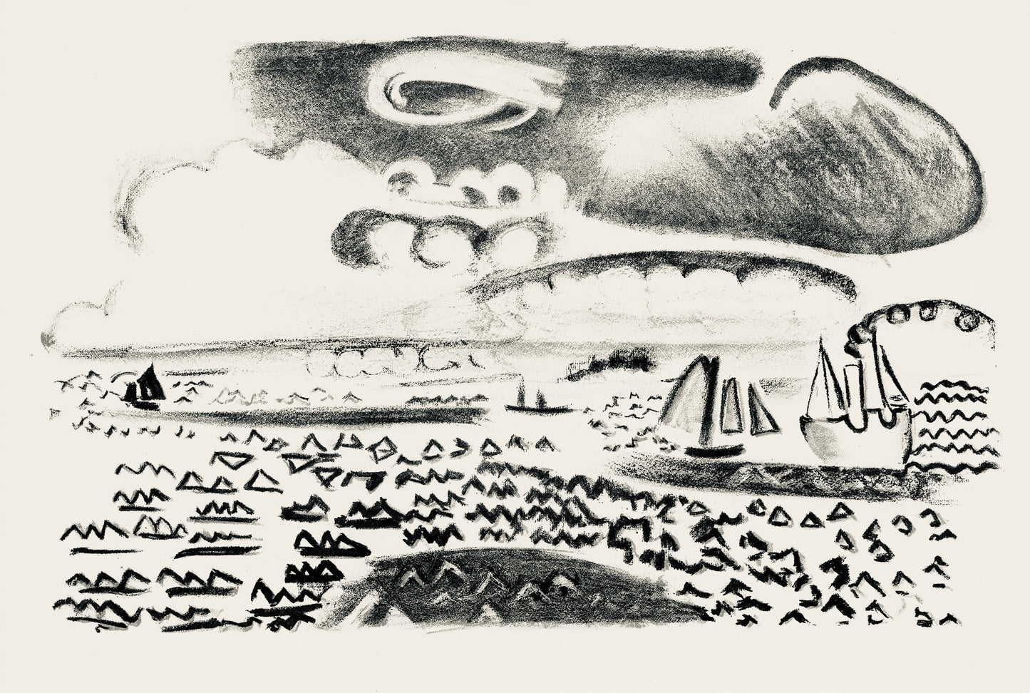 Raoul Dufy, Composition, Les Ctes Normandes, Lithograph