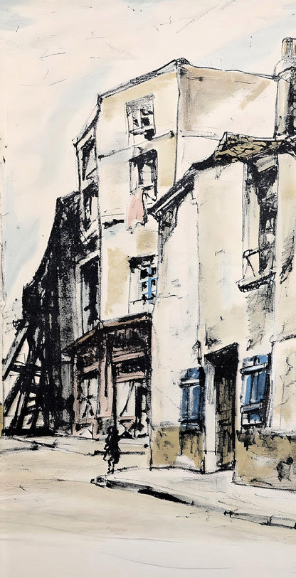 Lonard Tsugouharu Foujita (?? ??), Rue De La Sant, Au Temps De Paris Seine, Lithograph
