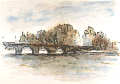 Aim Daniel Steinlen, Le Pont-Neuf, Au Temps De Paris Seine, Lithograph