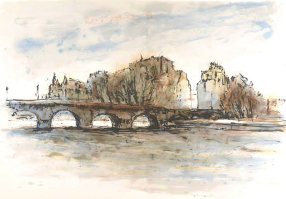 Aim Daniel Steinlen, Le Pont-Neuf, Au Temps De Paris Seine, Lithograph