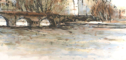 Aim Daniel Steinlen, Le Pont-Neuf, Au Temps De Paris Seine, Lithograph