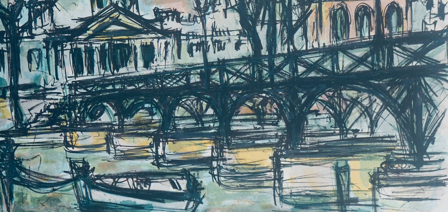 Maurice Verdier, Le Pont Des Arts, Au Temps De Paris Seine, Lithograph