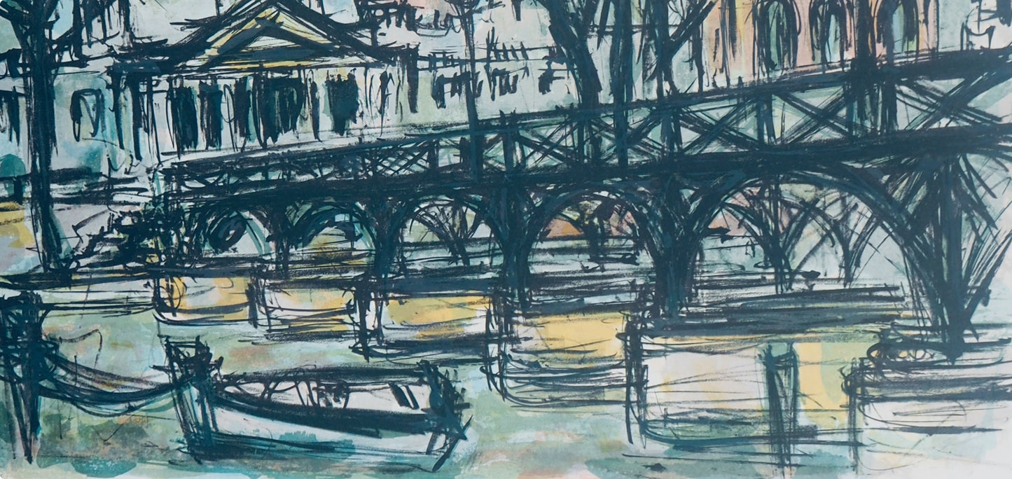 Maurice Verdier, Le Pont Des Arts, Au Temps De Paris Seine, Lithograph