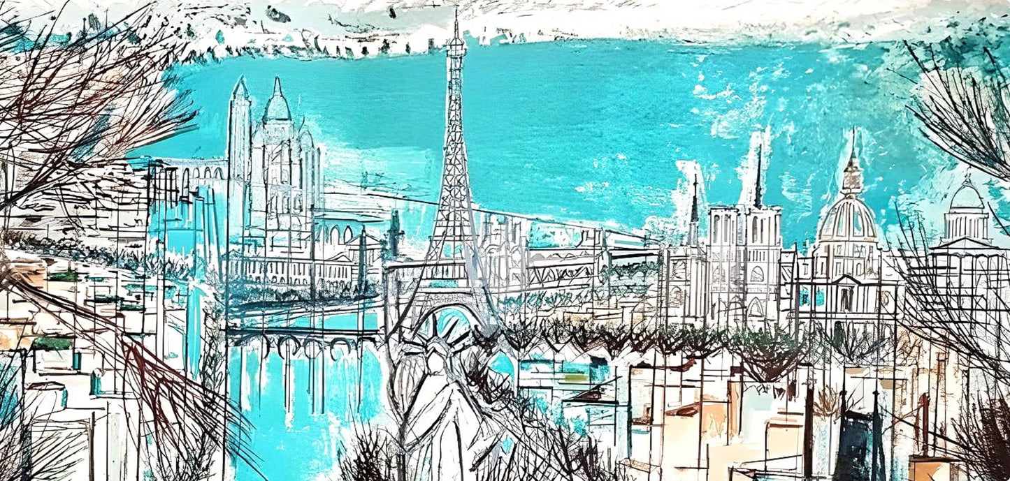 Douard-Georges Mac-Avoy, Panorama De Paris, Au Temps De Paris Seine, Lithograph