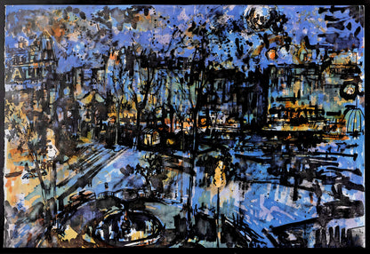 Jean Yves Commre, Place Pigalle La Nuit, Panorama De Paris, Au Temps De Paris Seine, Lithograph