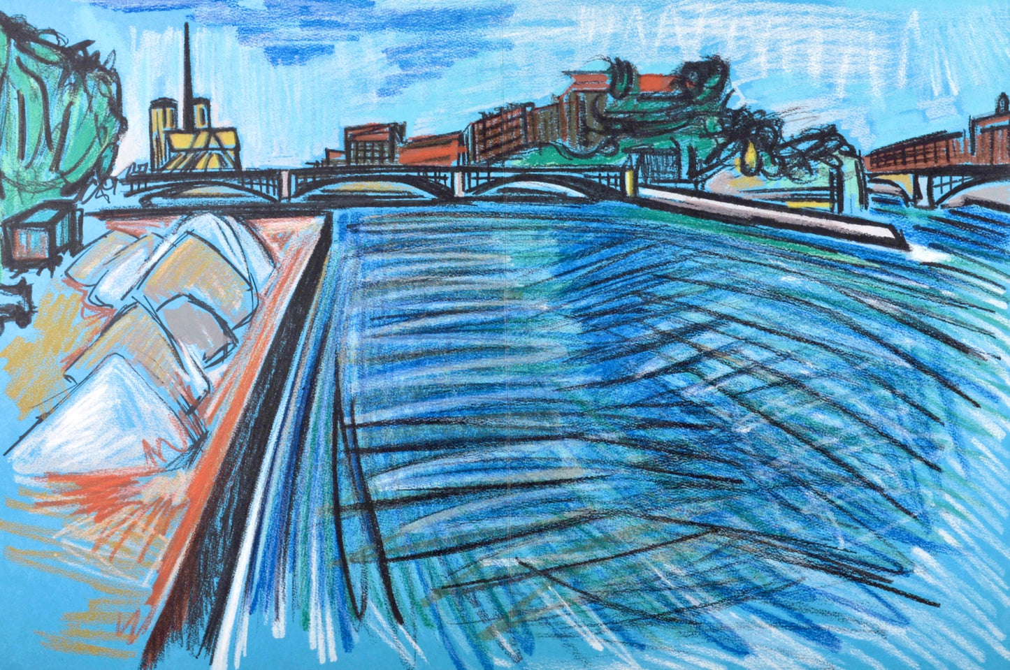 Isis Kischka, Pont Des Arts, Au Temps De Paris Seine, Lithograph