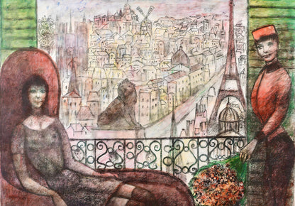 Edouard Goerg, Du Balcon, Au Temps De Paris Seine, Lithograph