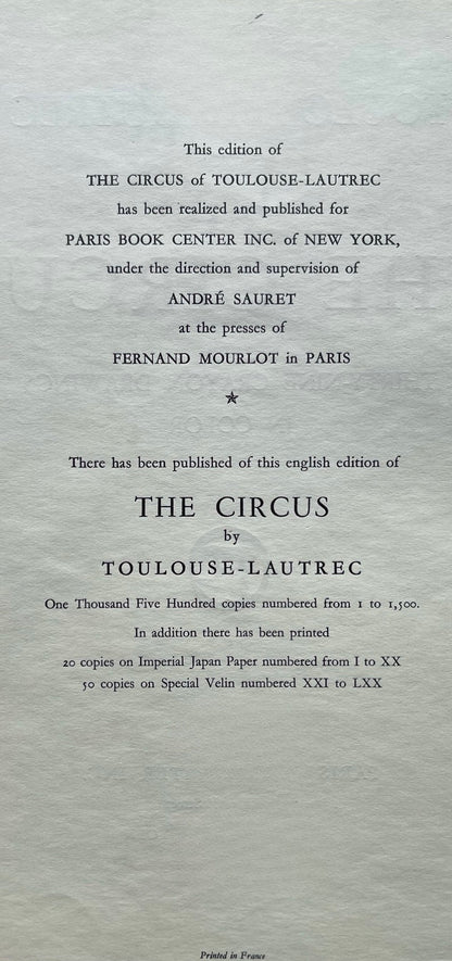 Henri De Toulouse-Lautrec, Cheval Pointant, The Circus By Toulouse-Lautrec, Lithograph