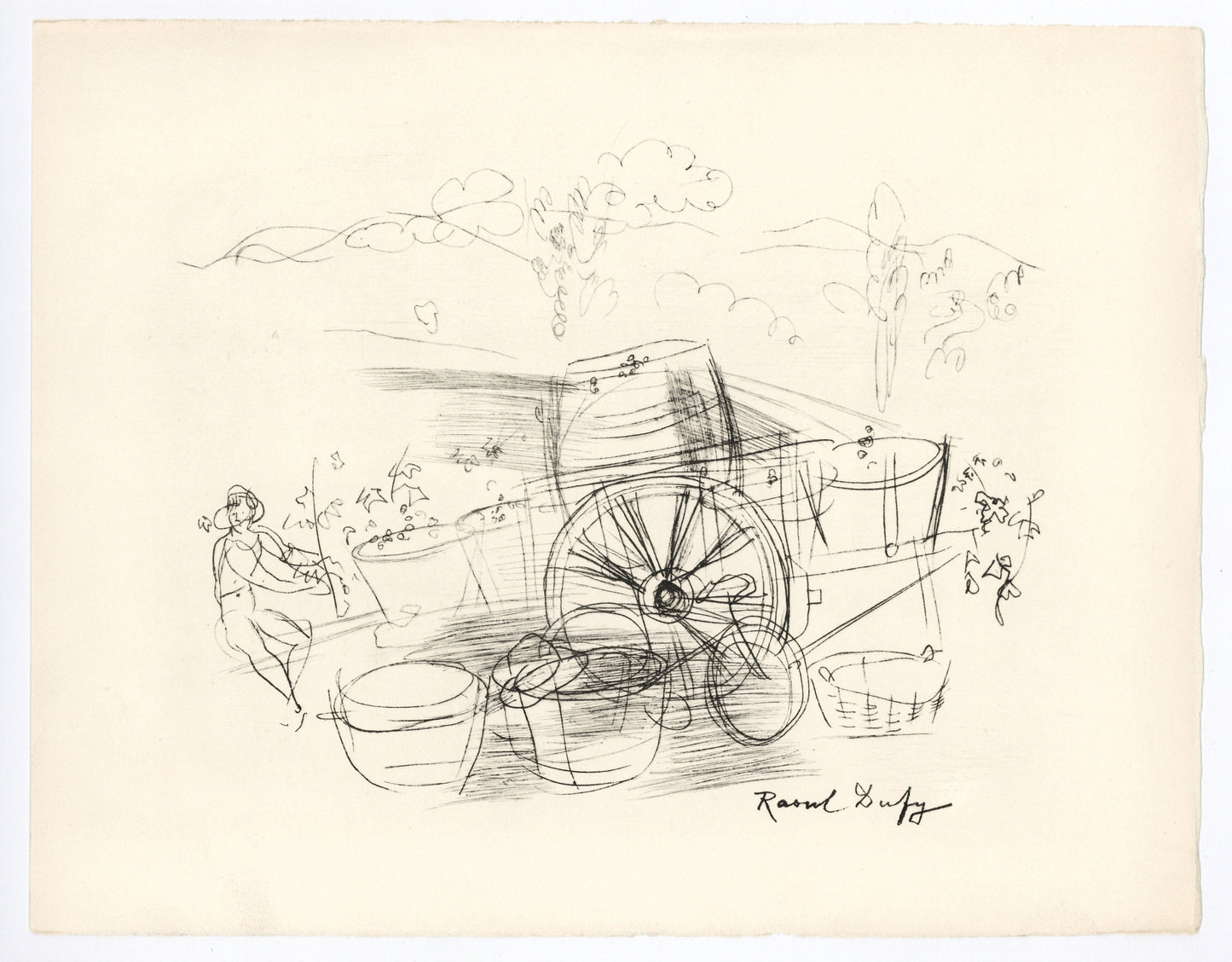 Raoul Dufy, Vendanges, Vins, Fleurs Et Flammes, Lithograph