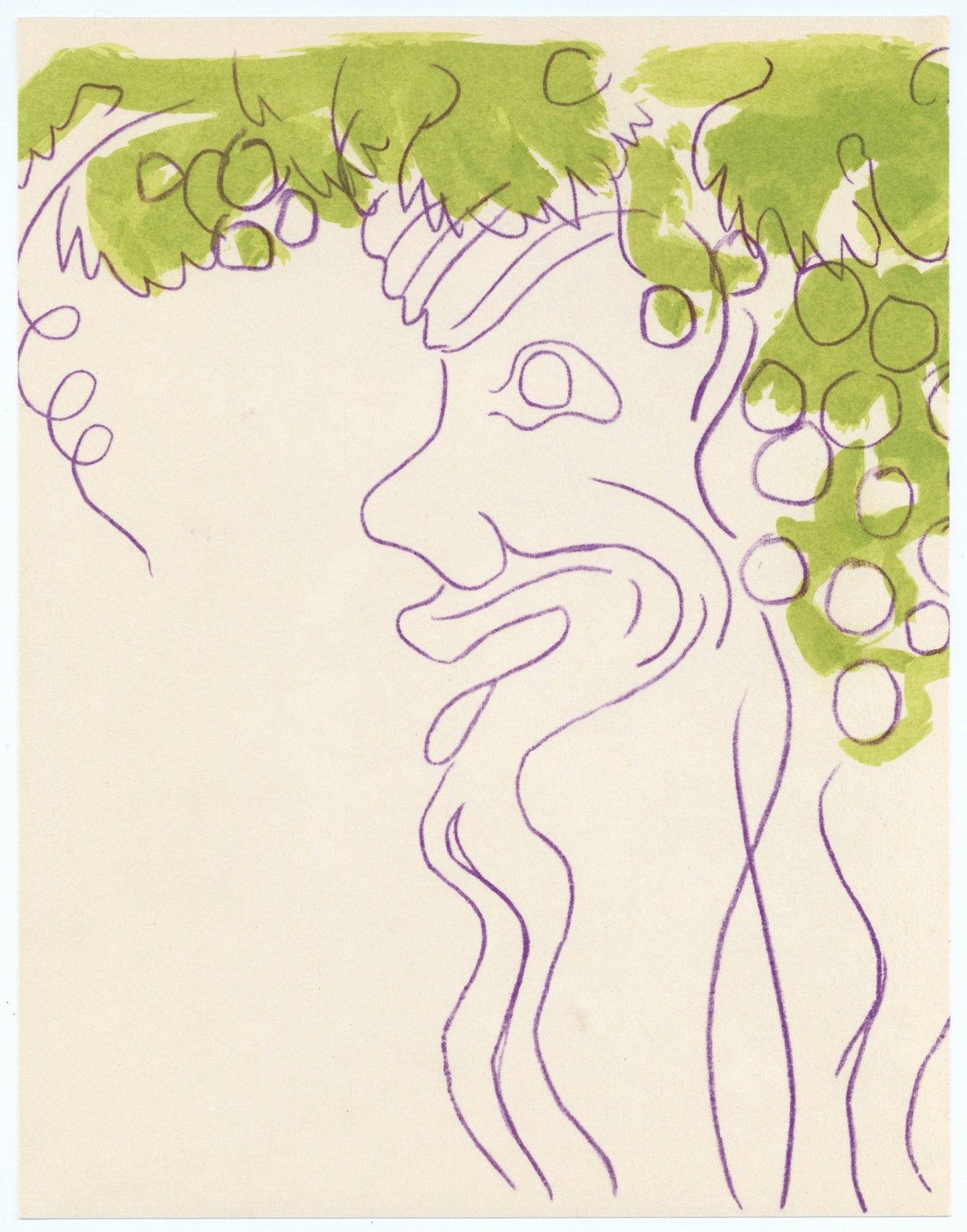 Jean Cocteau, Bacchante Assise, Vins, Fleurs Et Flammes, Lithograph