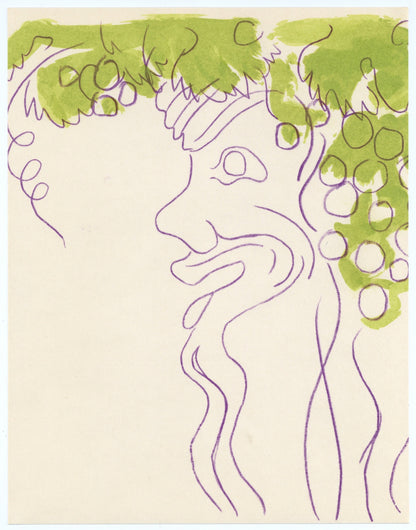 Jean Cocteau, Bacchante Assise, Vins, Fleurs Et Flammes, Lithograph