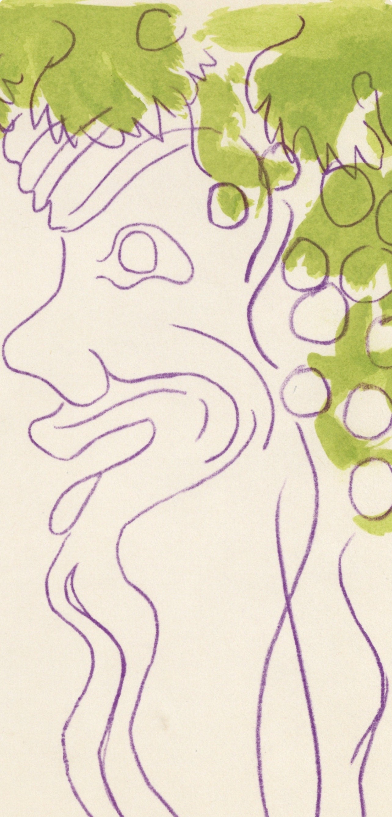 Jean Cocteau, Bacchante Assise, Vins, Fleurs Et Flammes, Lithograph