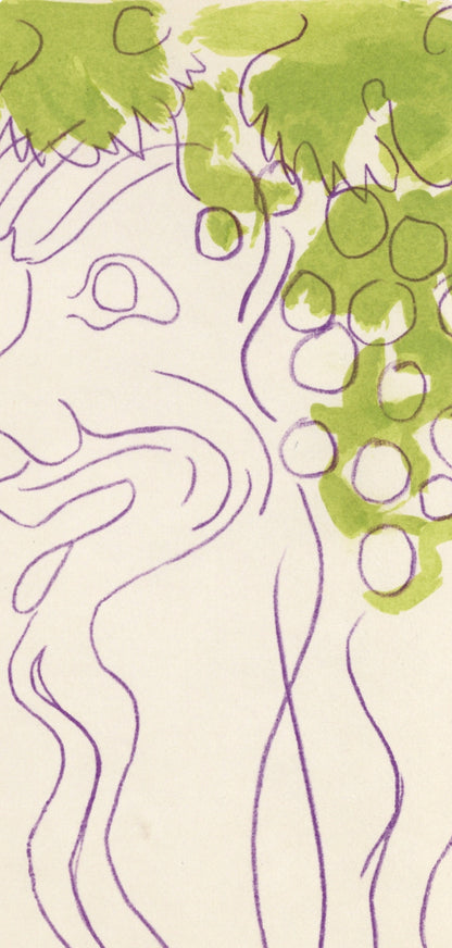 Jean Cocteau, Bacchante Assise, Vins, Fleurs Et Flammes, Lithograph