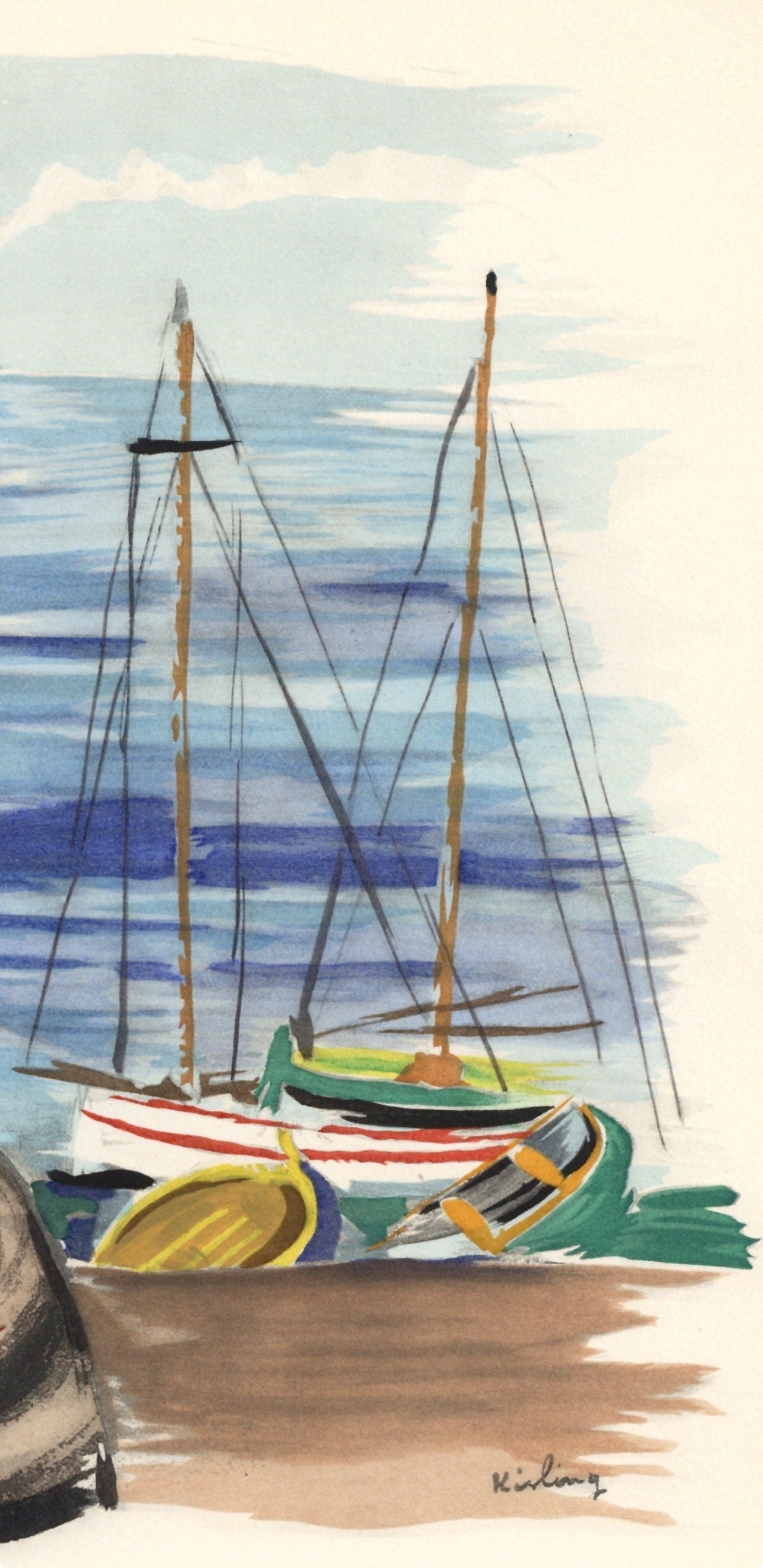 Moise Kisling, Vin Du Depart, Vins, Fleurs Et Flammes, Lithograph