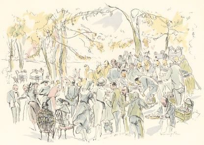 Lonard Tsugouharu Foujita (?? ??), Garden Party, Vins, Fleurs Et Flammes, Lithograph
