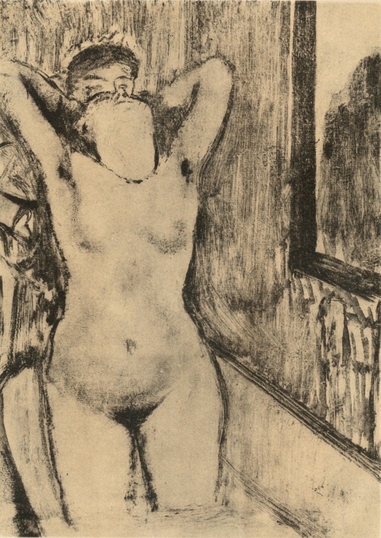 Edgar Degas, Femme Debout Dans Une Baignoire, E. Degas Monotypes, Monotype