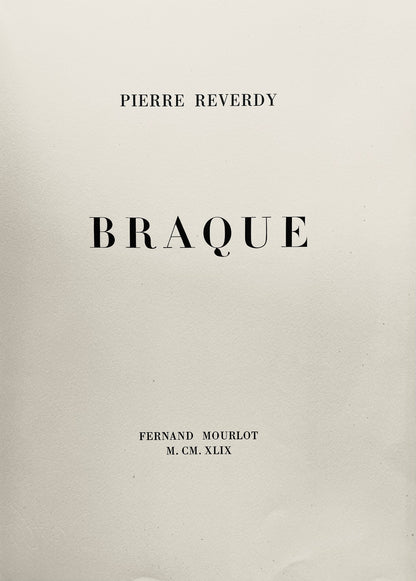 Georges Braque, Frontispiece, Une Aventure Mthodique
