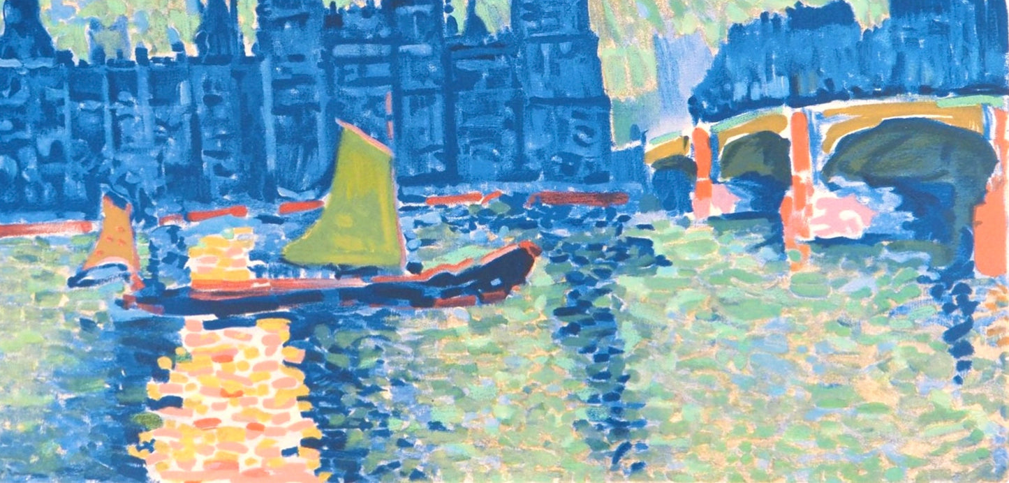 Andr Derain, Londres, La Tamise Et Big Ben, Fauves, Collection Pierre Lvy, Lithograph