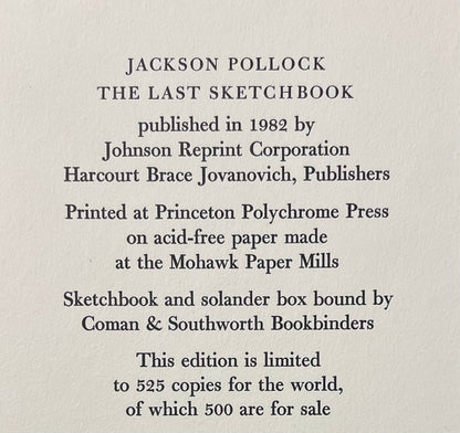 Jackson Pollock, Composition, Jackson Pollock, The Last Sketchbook, Lithograph