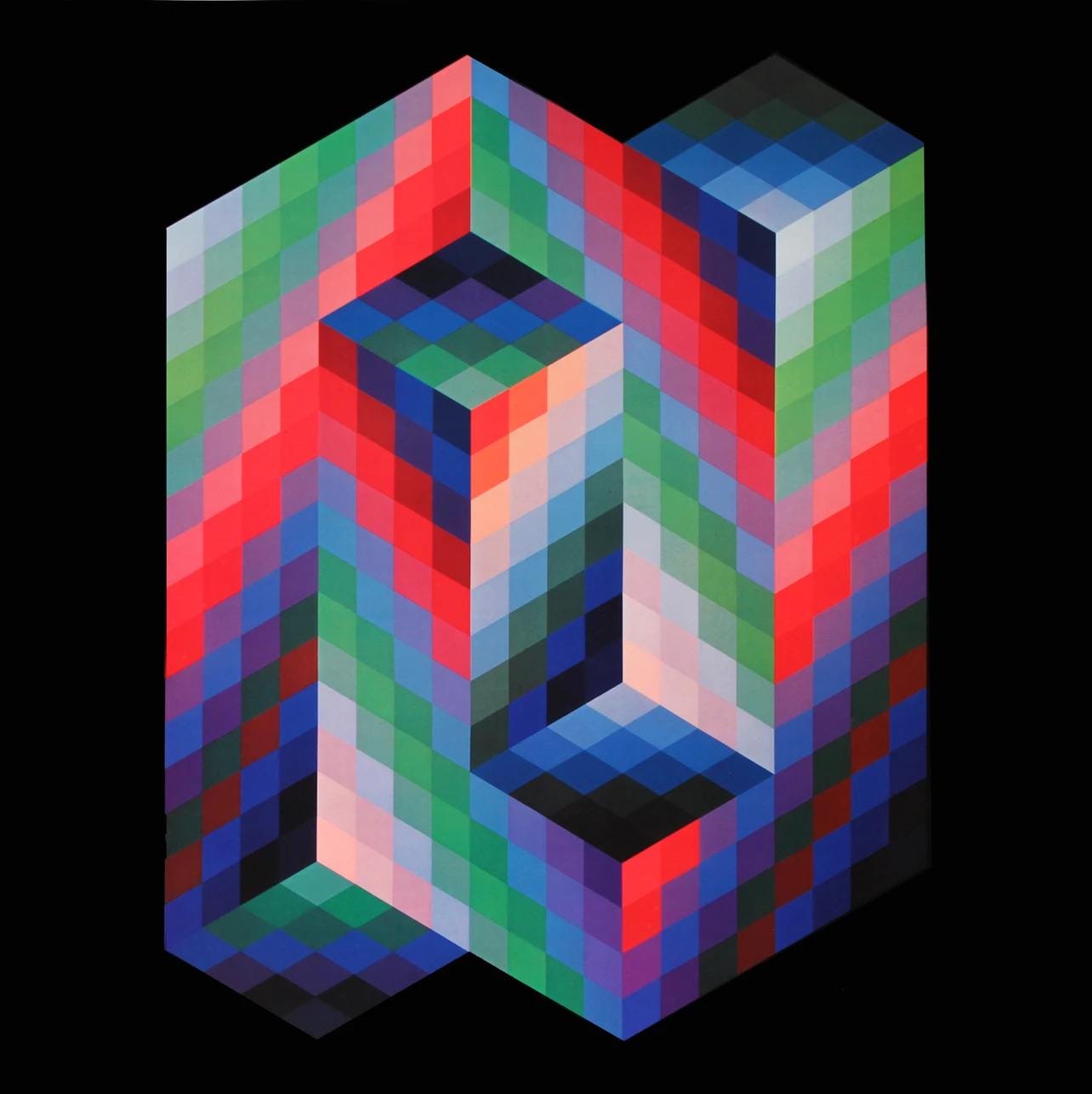 Victor Vasarely, Composition, Progressions Ii, Hliogravure